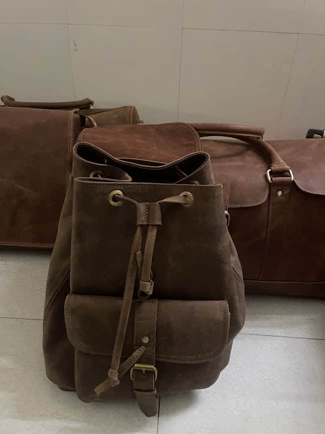 Comparison of new vs aged Hinleath leather bag