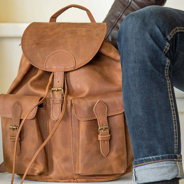 leather travel backpack for everyday use